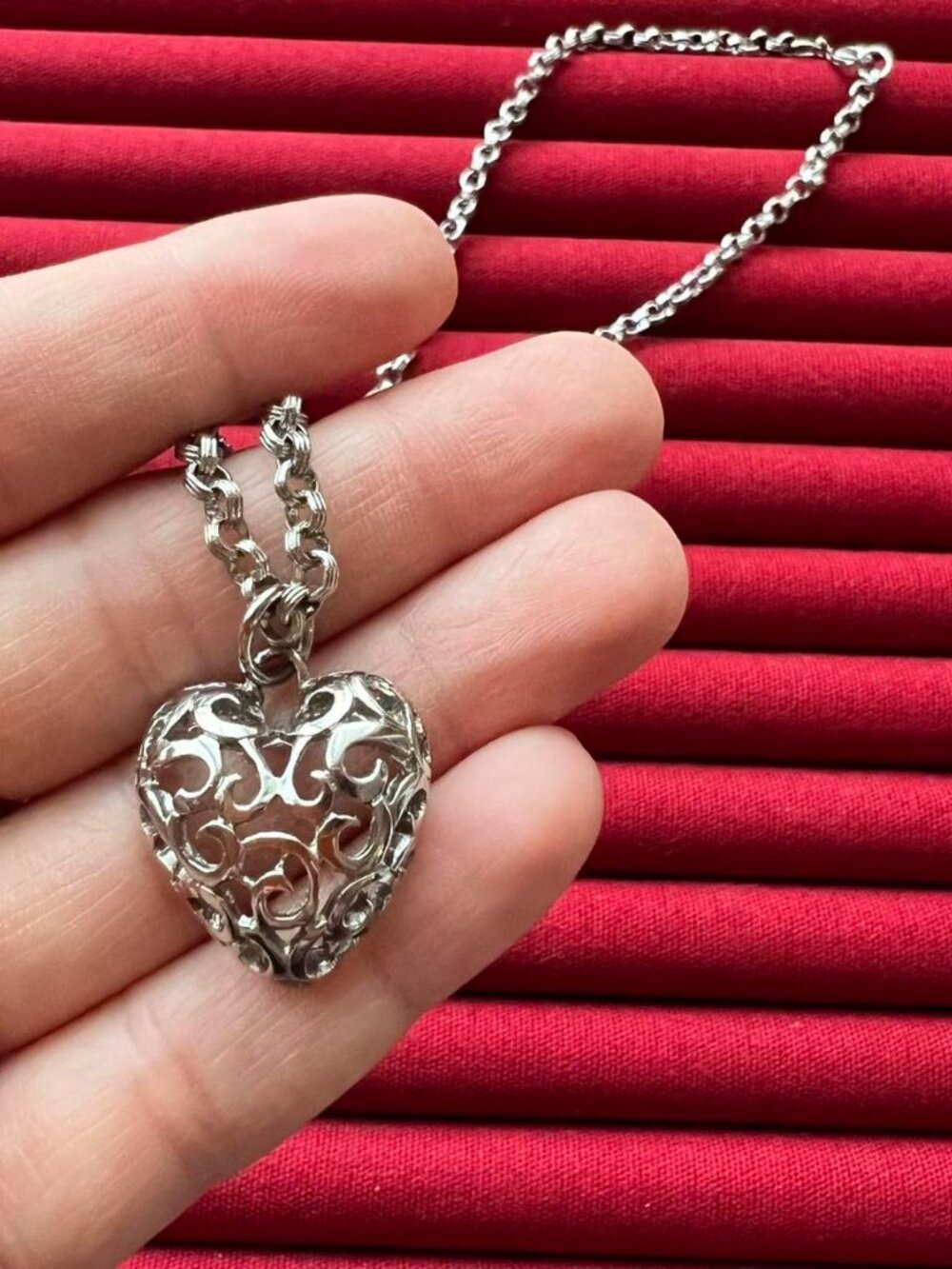 Silver Tone Heart Necklace